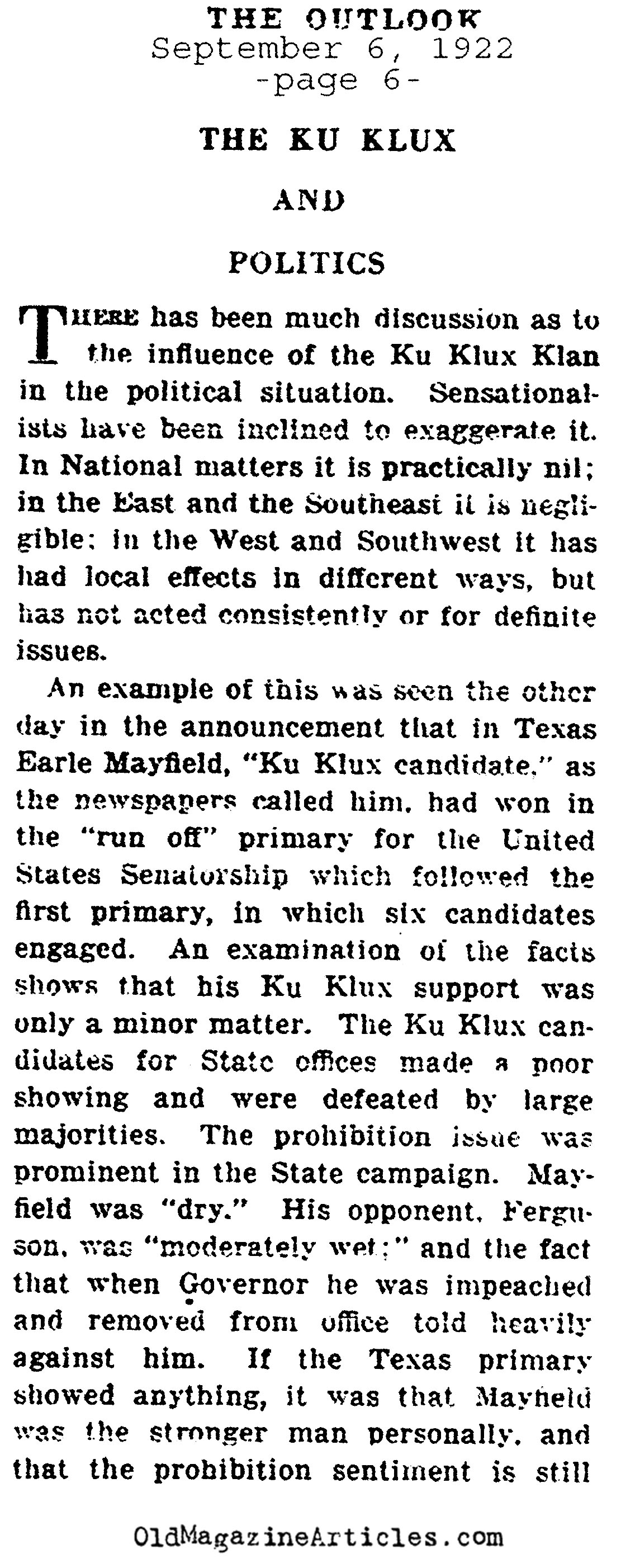 Weird Rumors About the Klan...  (The Outlook, 1922)
